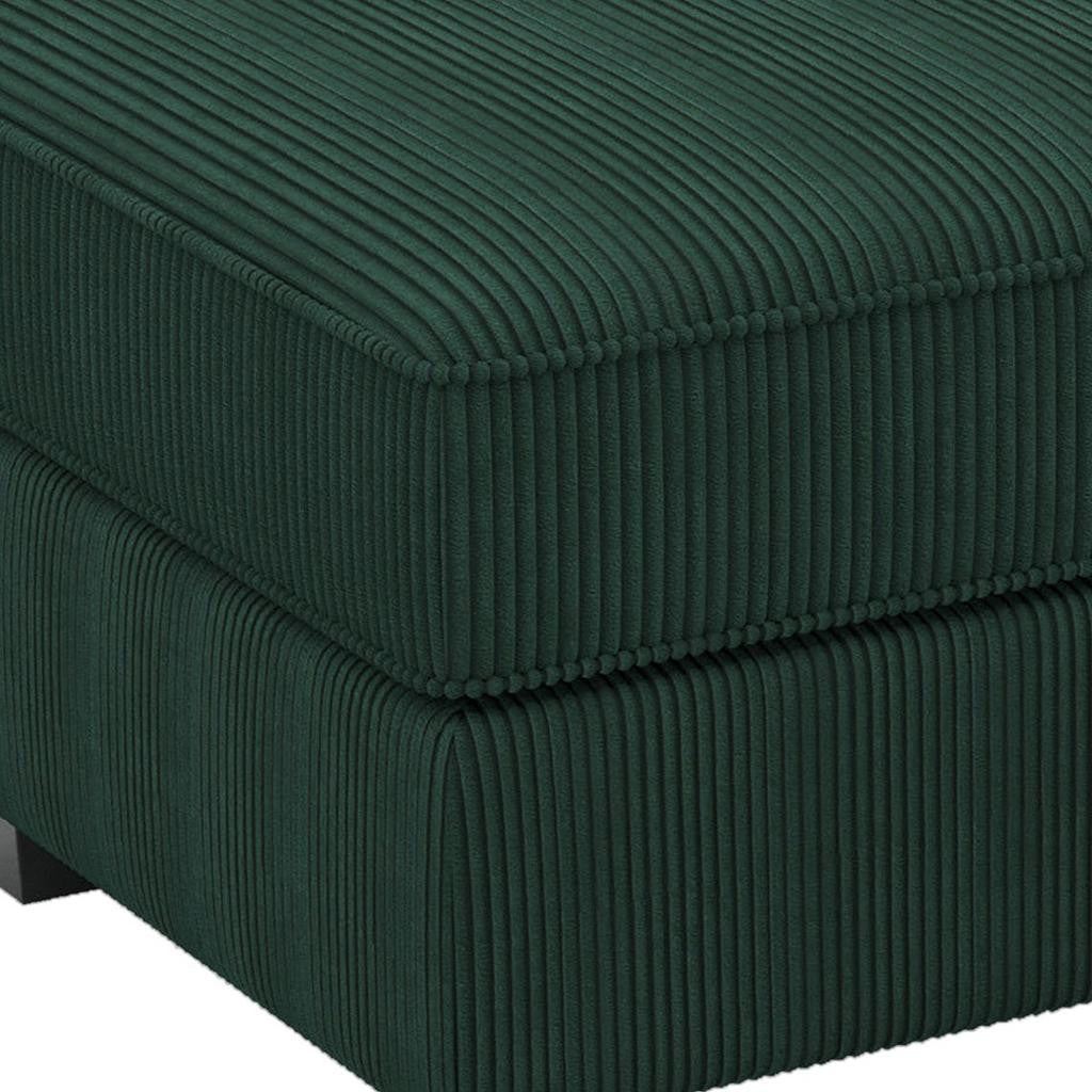 26" Green and Black Corduroy Storage Ottoman