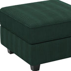 26" Green and Black Corduroy Storage Ottoman