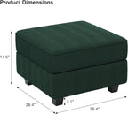 26" Green and Black Corduroy Storage Ottoman