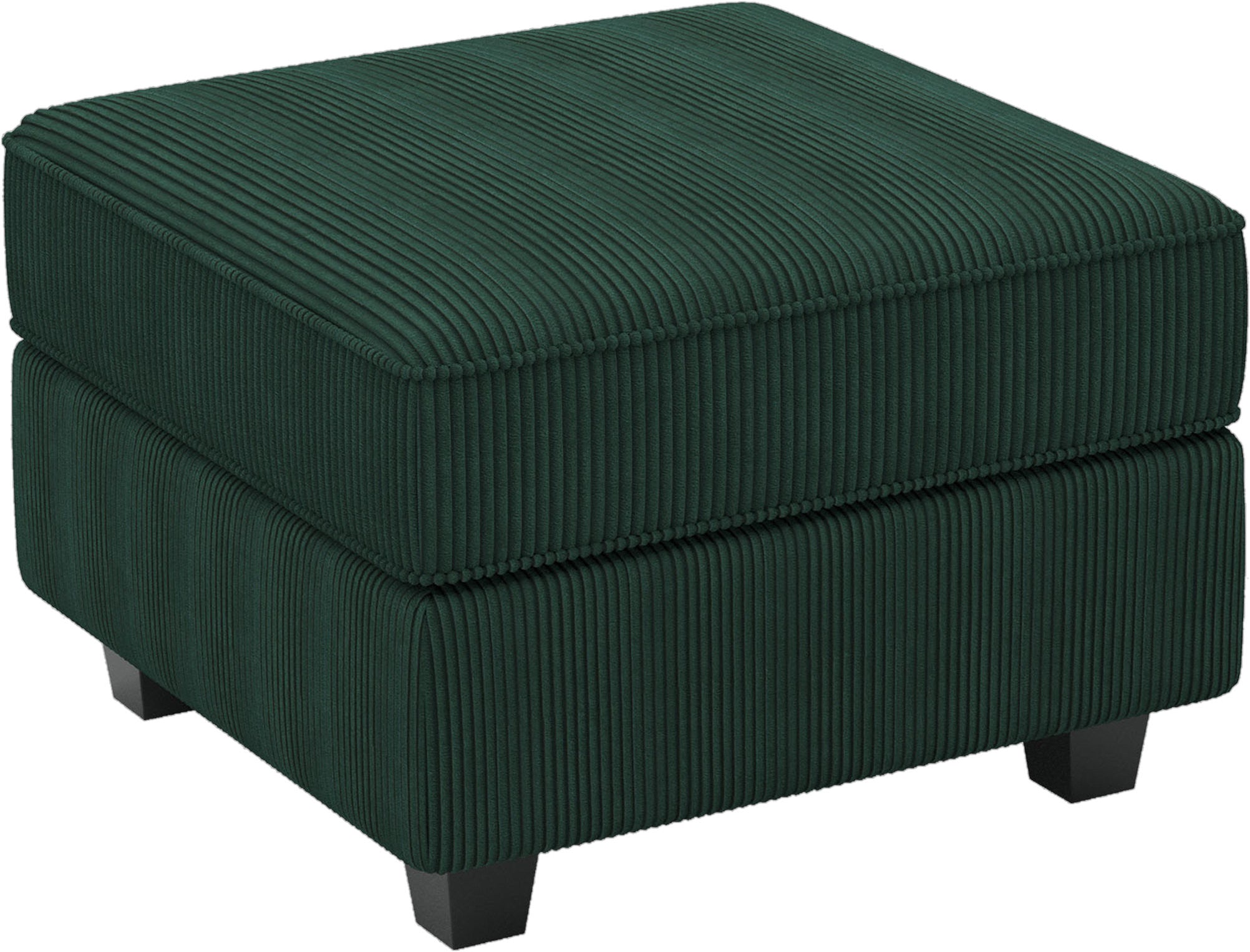 26" Green and Black Corduroy Storage Ottoman