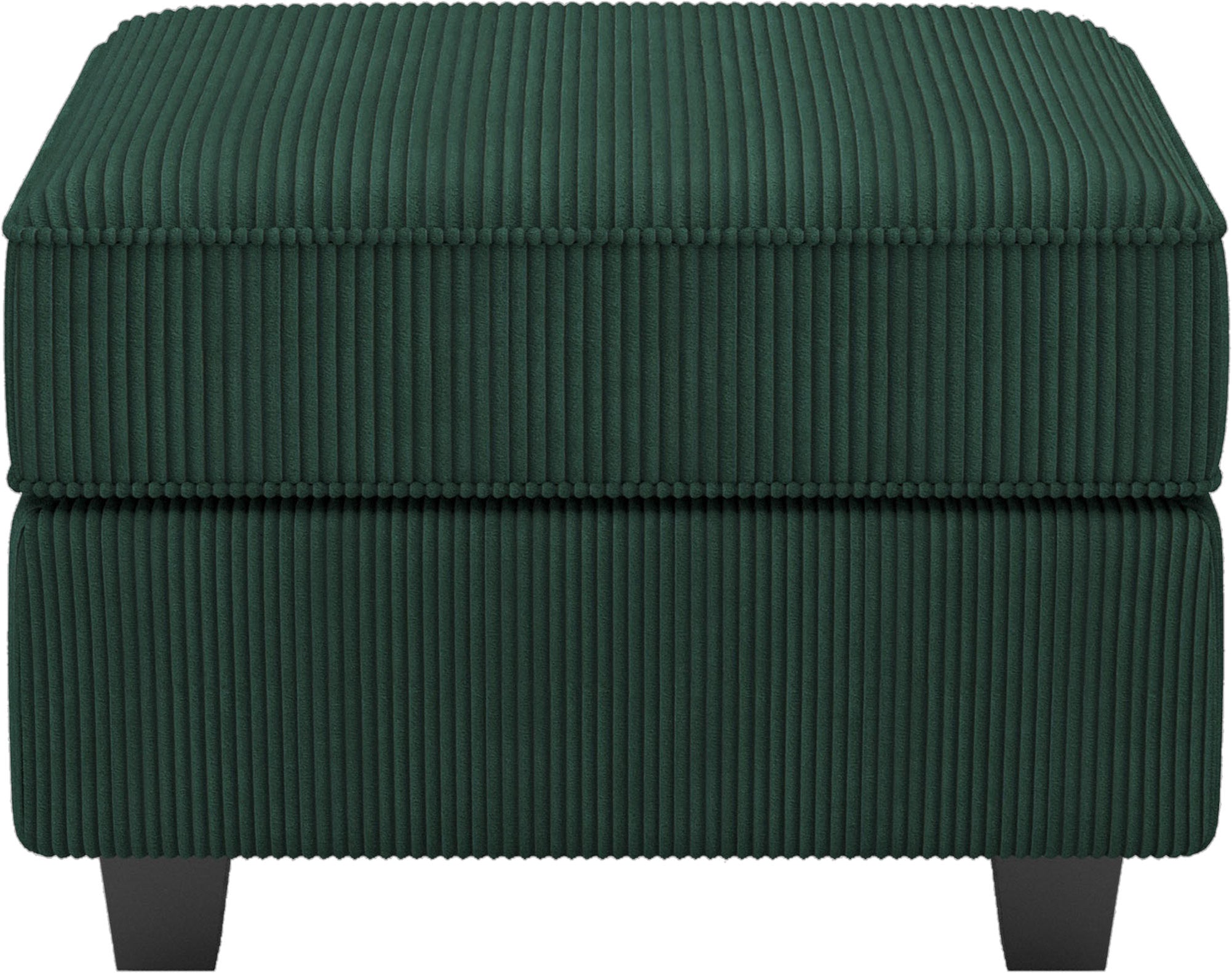 26" Green and Black Corduroy Storage Ottoman