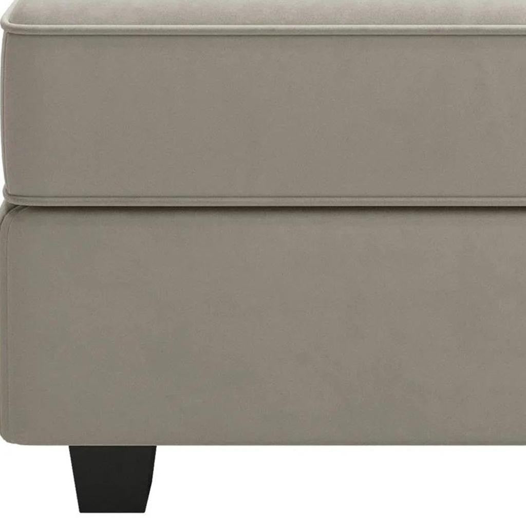 26" Gray and Black Microsuede Storage Ottoman