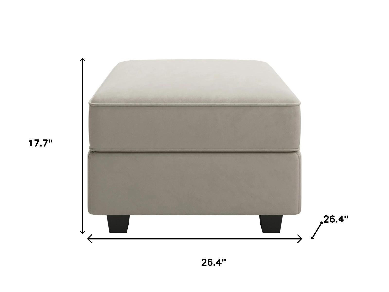 26" Gray and Black Microsuede Storage Ottoman