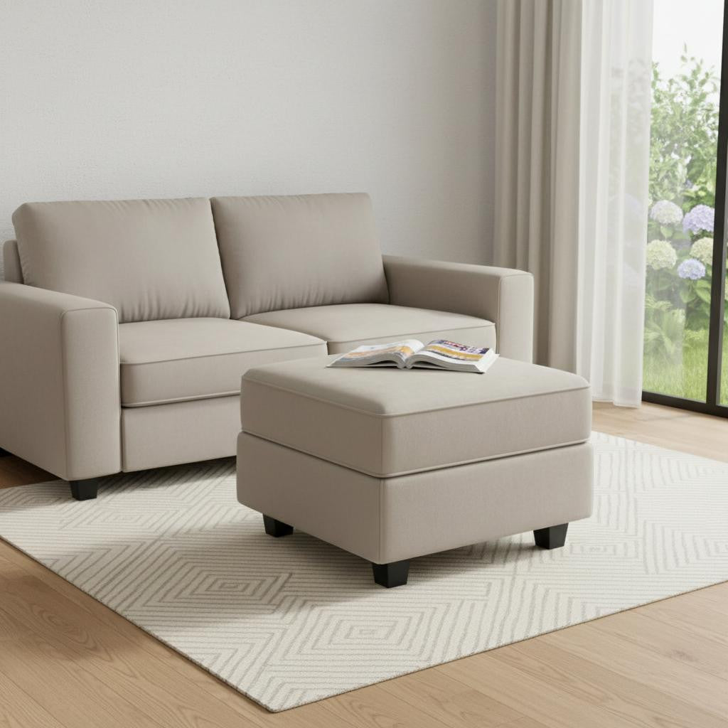 26" Gray and Black Microsuede Storage Ottoman