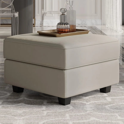 26" Gray and Black Microsuede Storage Ottoman