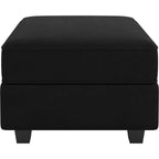 26" Black Microsuede Storage Ottoman