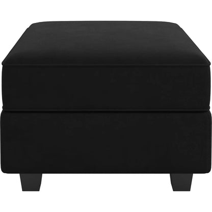 26" Black Microsuede Storage Ottoman