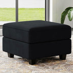 26" Black Microsuede Storage Ottoman