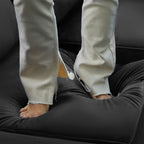 26" Black Microsuede Storage Ottoman