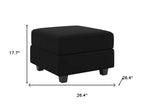 26" Black Microsuede Storage Ottoman
