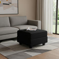 26" Black Microsuede Storage Ottoman