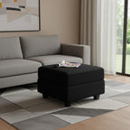 26" Black Microsuede Storage Ottoman
