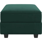 26" Green and Black Microsuede Storage Ottoman