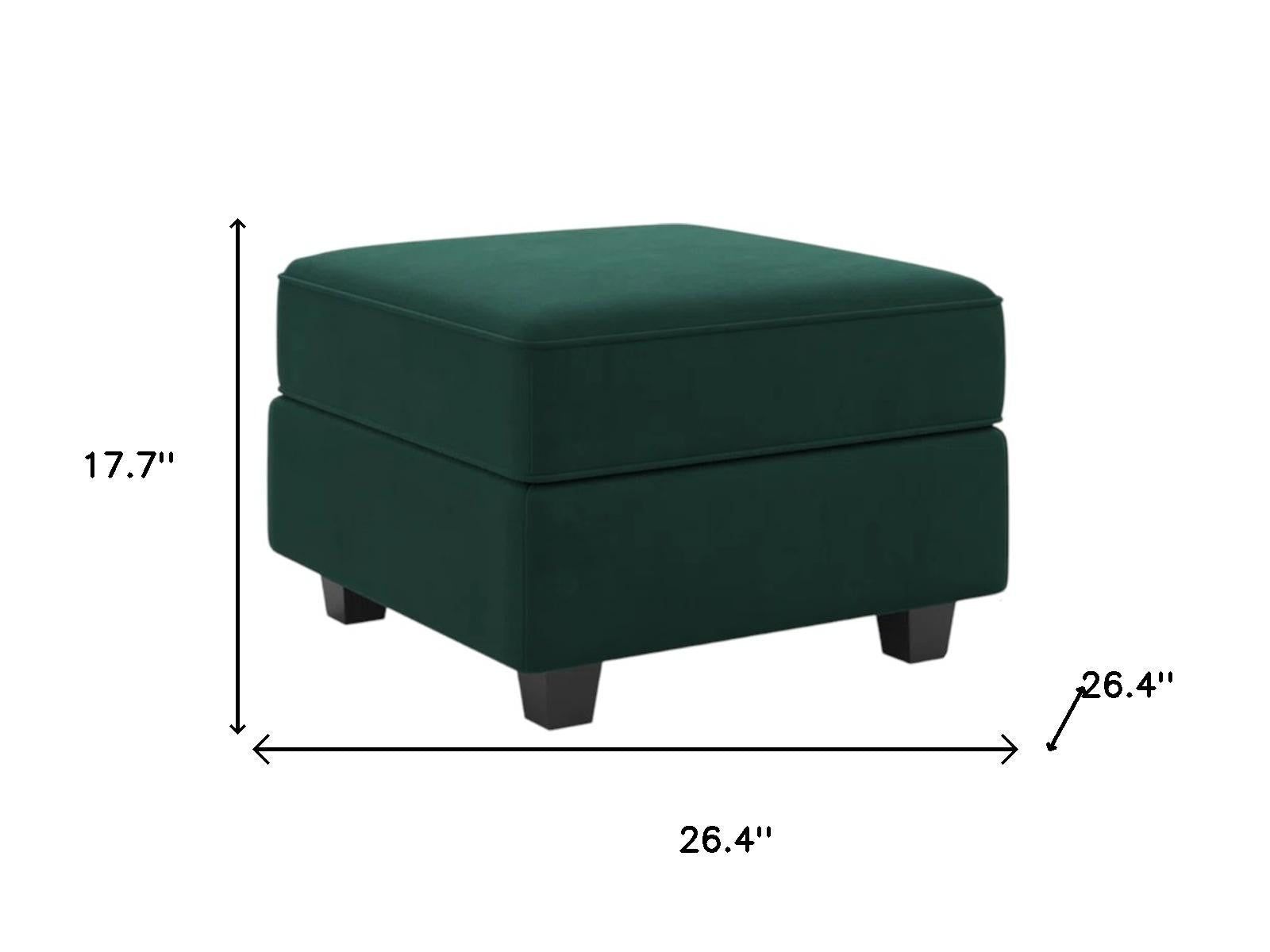 26" Green and Black Microsuede Storage Ottoman