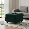 26" Green and Black Microsuede Storage Ottoman