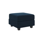 26" Blue and Black Microsuede Storage Ottoman