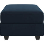 26" Blue and Black Microsuede Storage Ottoman