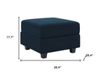 26" Blue and Black Microsuede Storage Ottoman