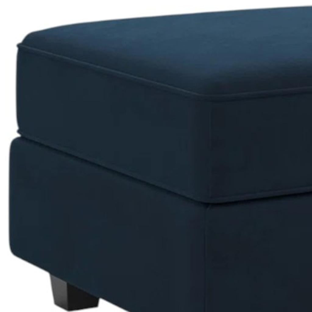 26" Blue and Black Microsuede Storage Ottoman