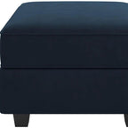 26" Blue and Black Microsuede Storage Ottoman