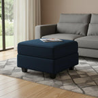 26" Blue and Black Microsuede Storage Ottoman