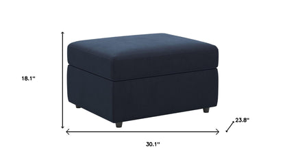 30" Blue and Black Velvet Storage Ottoman