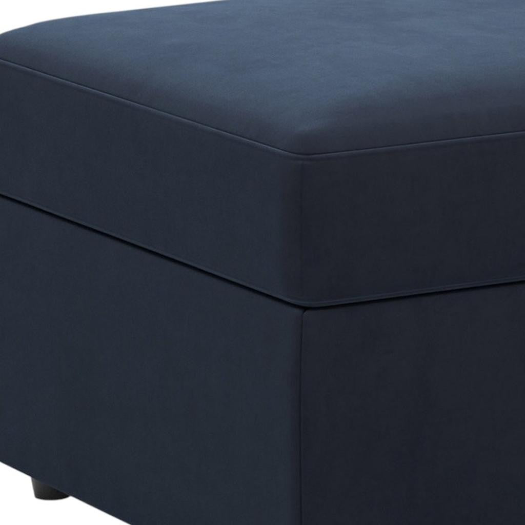 30" Blue and Black Velvet Storage Ottoman