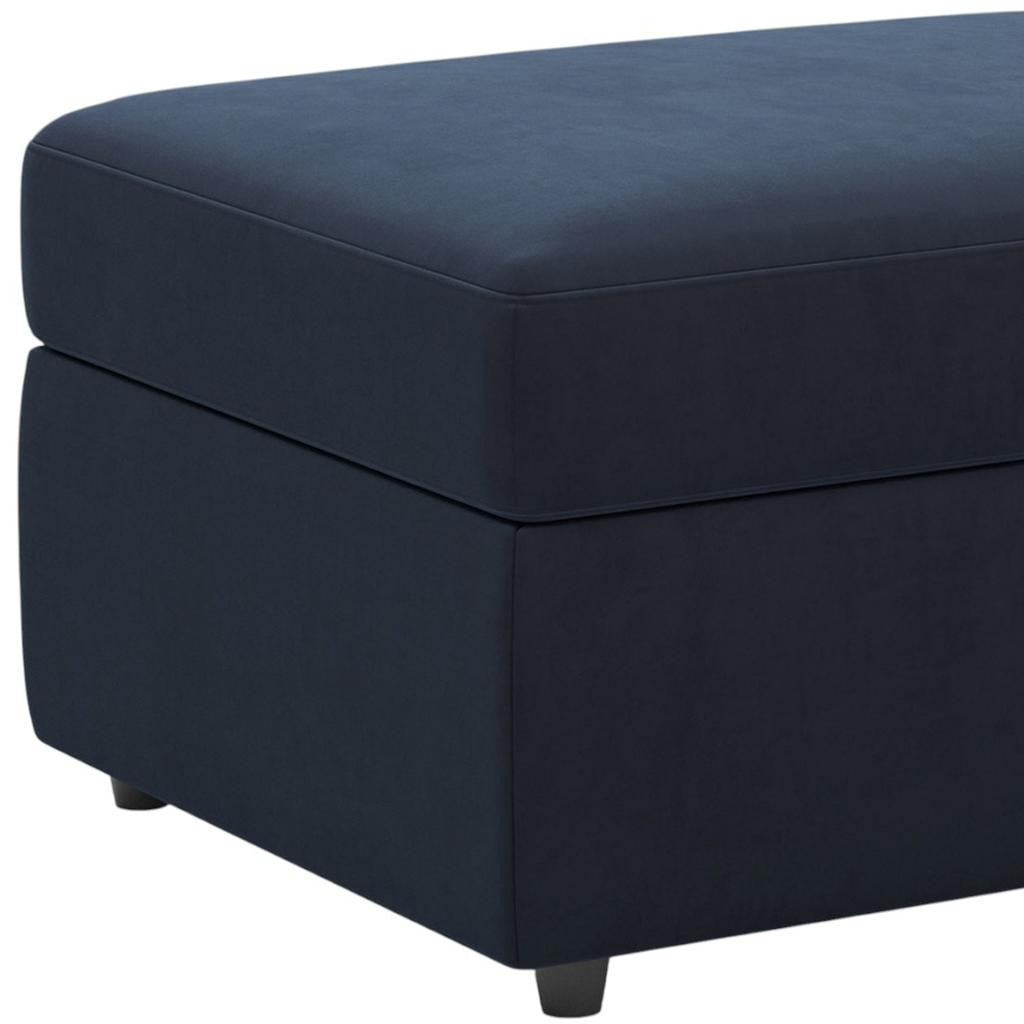 30" Blue and Black Velvet Storage Ottoman