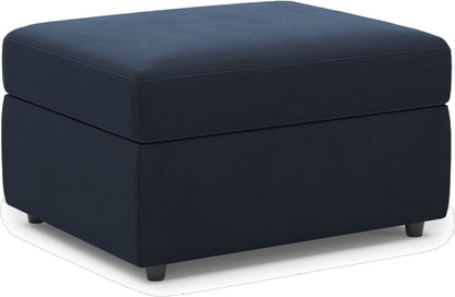 30" Blue and Black Velvet Storage Ottoman