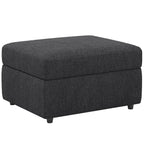 30" Gray and Black Chenille Storage Ottoman