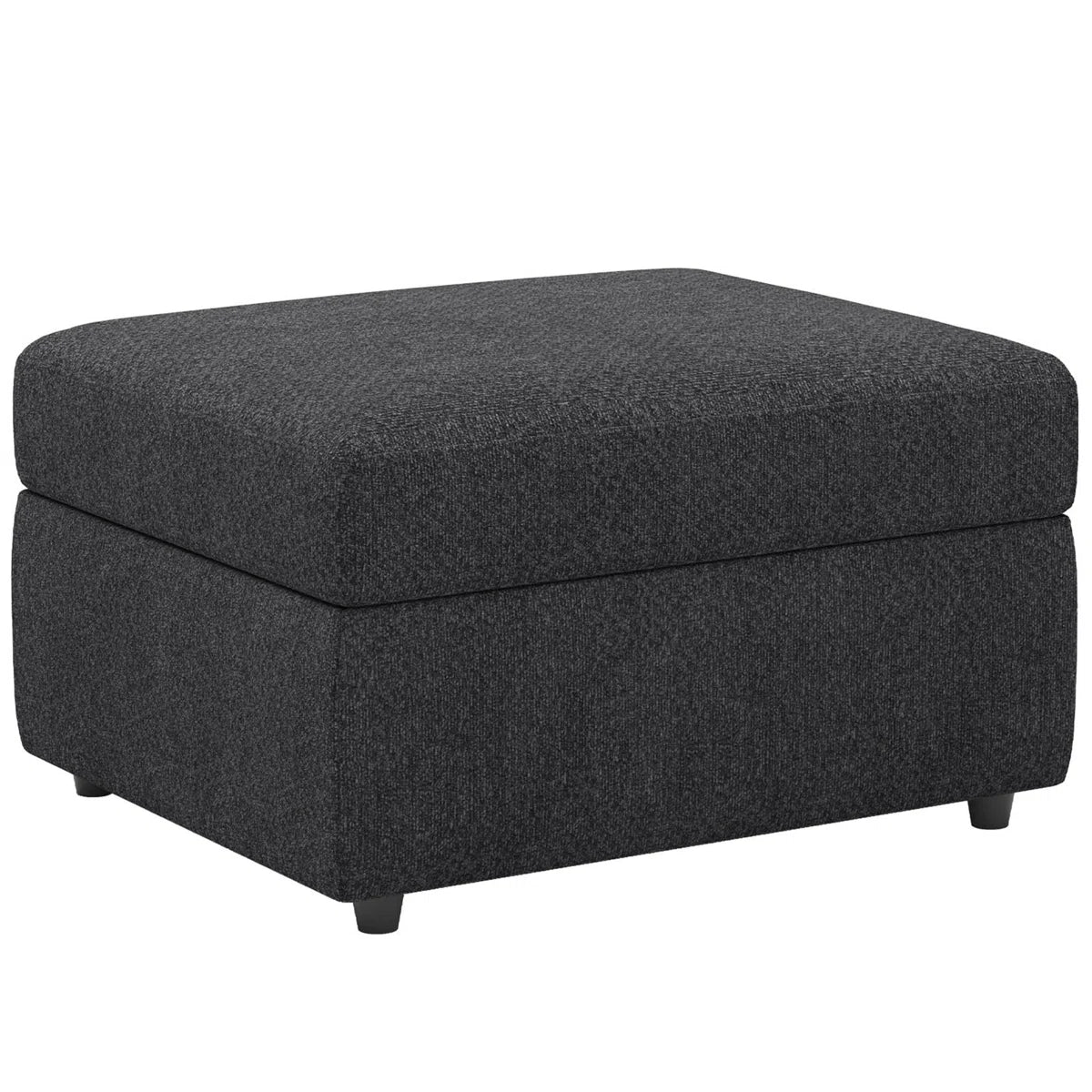 30" Gray and Black Chenille Storage Ottoman