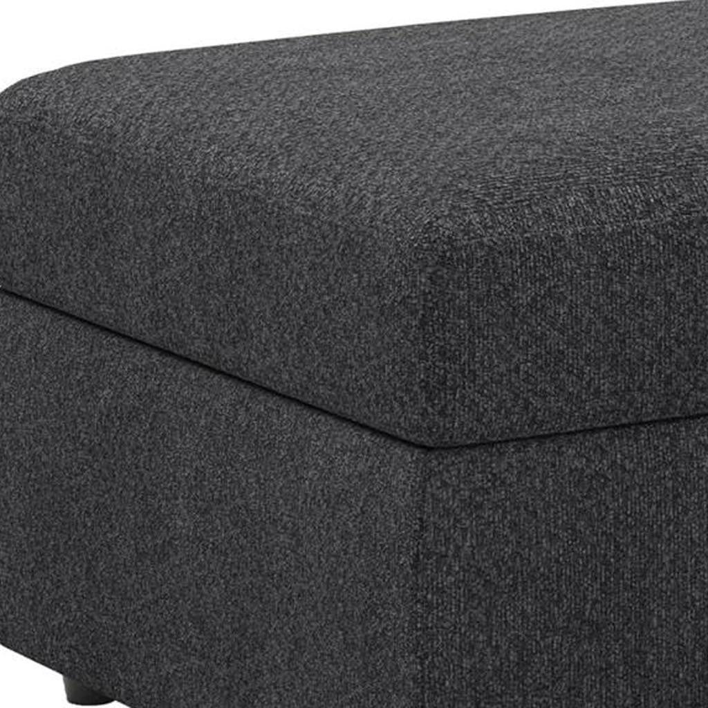 30" Gray and Black Chenille Storage Ottoman