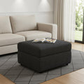 30" Gray and Black Chenille Storage Ottoman