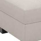 26" Beige and Black Velvet Tufted Storage Ottoman
