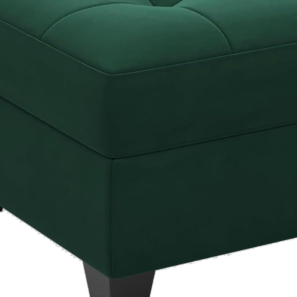 26" Green and Black Velvet Tufted Storage Ottoman