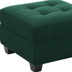 26" Green and Black Velvet Tufted Storage Ottoman