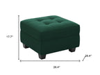 26" Green and Black Velvet Tufted Storage Ottoman