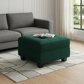 26" Green and Black Velvet Tufted Storage Ottoman
