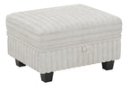 30" Beige and Black Faux Fur Storage Ottoman