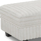 30" Beige and Black Faux Fur Storage Ottoman