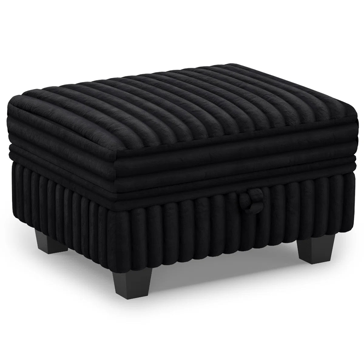 30" Black Faux Fur Storage Ottoman