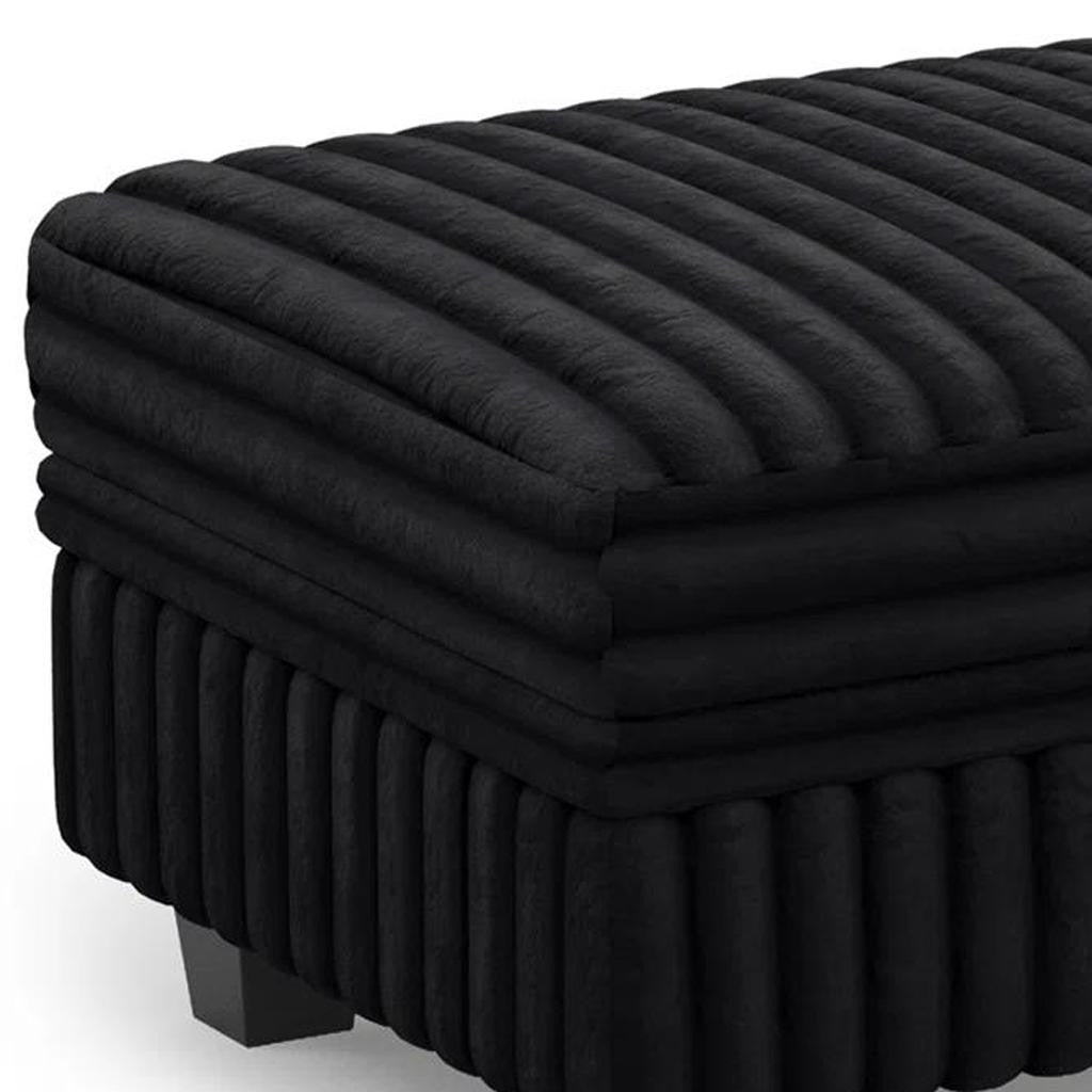 30" Black Faux Fur Storage Ottoman