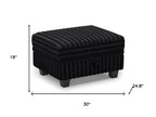 30" Black Faux Fur Storage Ottoman