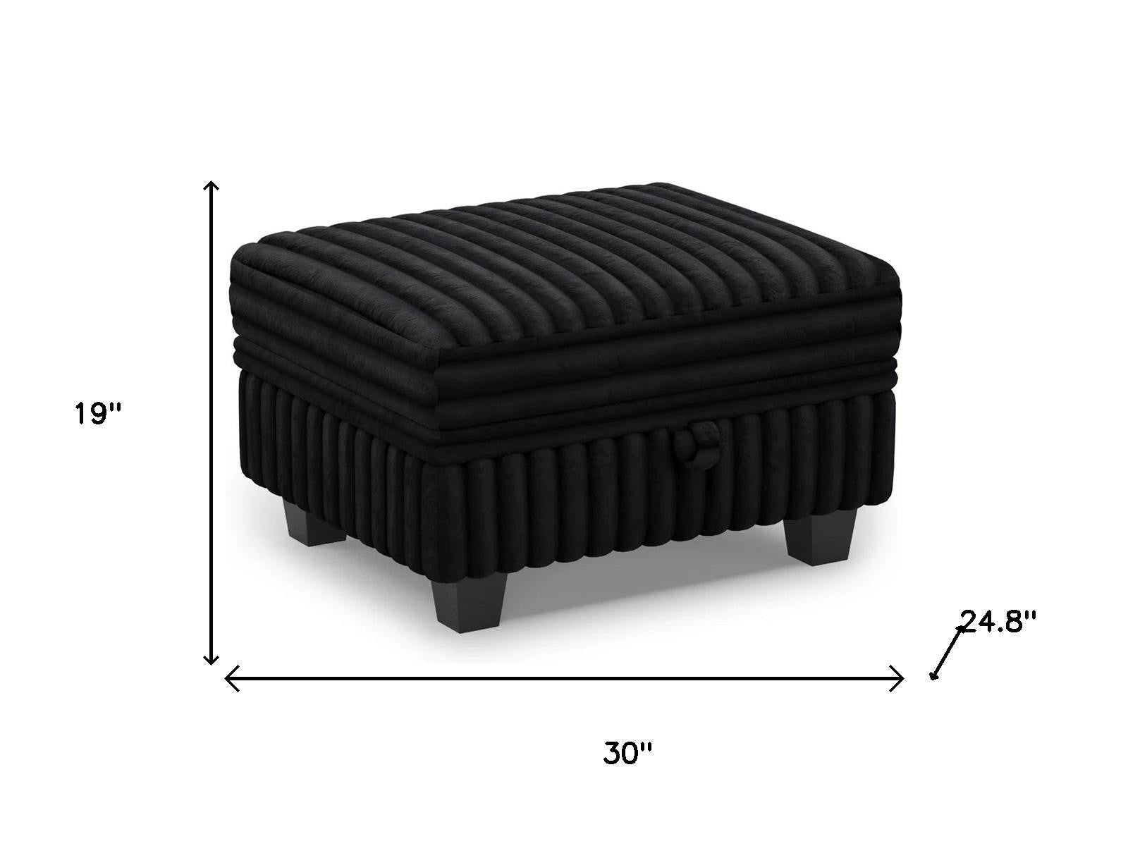 30" Black Faux Fur Storage Ottoman