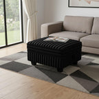 30" Black Faux Fur Storage Ottoman