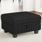 30" Black Faux Fur Storage Ottoman