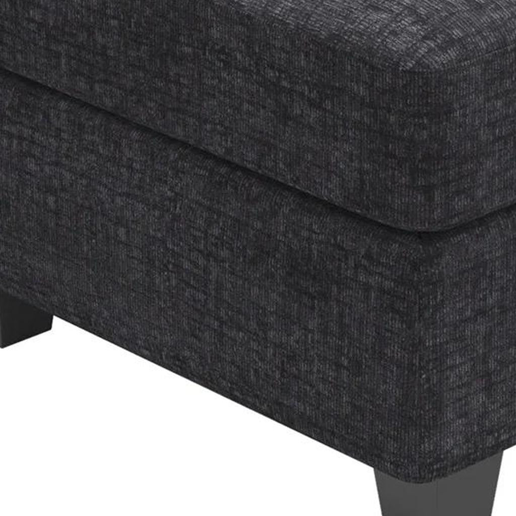 26" Gray and Black Chenille Storage Ottoman