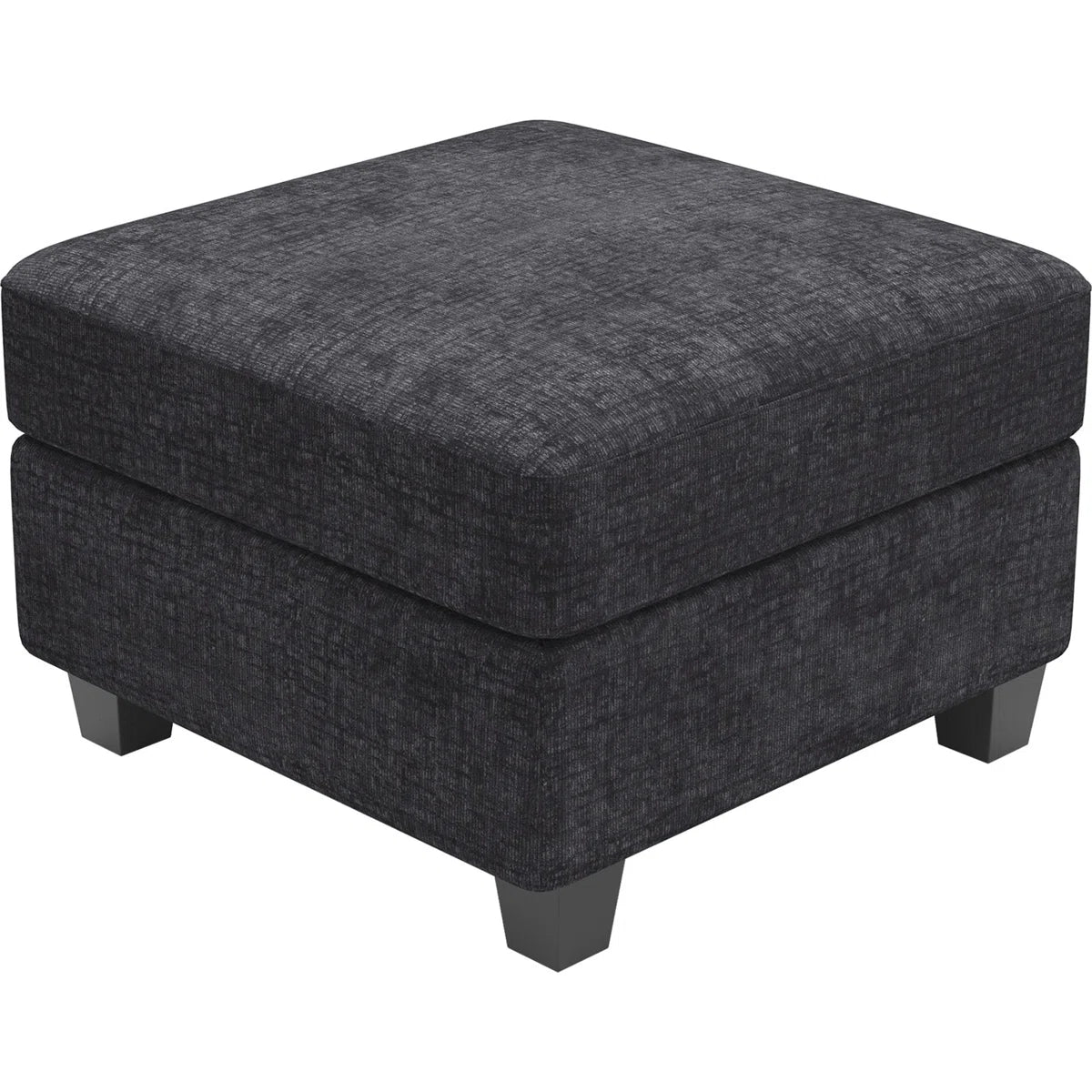26" Gray and Black Chenille Storage Ottoman