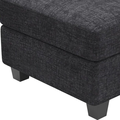 26" Gray and Black Chenille Storage Ottoman