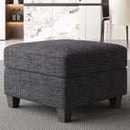 26" Gray and Black Chenille Storage Ottoman